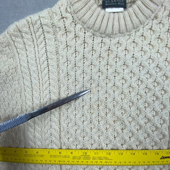 Blarney Woollen Mills Sweater Men XXL Cream Merino Wool Irish Fisherman Cable - Picture 2 of 16